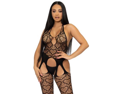 Leg Avenue Net suspender bodystocking Black O/S