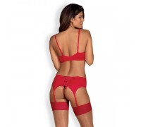 Комплект Obsessive Jolierose 3-pcs set red L/XL