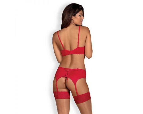 Комплект Obsessive Jolierose 3-pcs set red L/XL