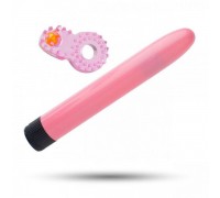 Набор Sex Toys Классический Вибромассажер + Эрекционное Кольцо, Pink