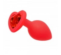 Анальная пробка Red Silicone Heart Red, S