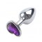 Анальная пробка Silver Metall Heart Dark Violet, M