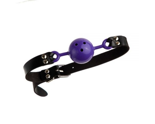 Кляп из экокожи Loveshop Latex BREATHABLE BALL GAG PURPLE