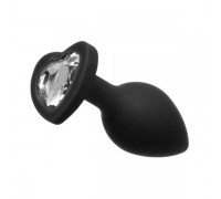 Анальная пробка Black Silicone Heart Diamond, S