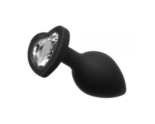 Анальная пробка Black Silicone Heart Diamond, S