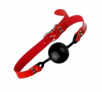 Кляп из экокожи Loveshop Latex BREATHABLE BALL GAG RED/BLACK