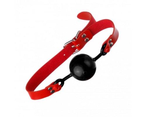 Кляп из экокожи Loveshop Latex BREATHABLE BALL GAG RED/BLACK