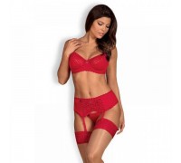 Комплект Obsessive Jolierose 3-pcs set red XXL