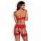 Комплект Obsessive Jolierose 3-pcs set red XXL