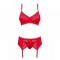 Комплект Obsessive Jolierose 3-pcs set red XXL