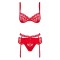 Комплект Obsessive Heartina 3 pcs set L/XL красный