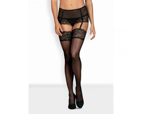 Чулки черные Obsessive Contica stockings L/XL