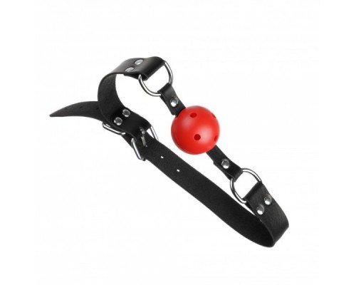 Кляп из экокожи Loveshop BREATHABLE BALL GAG BLACK/RED