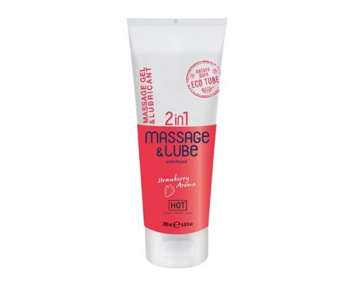 Массажный гель и лубрикант HOT Massage- & Glide Gel 2in1 Strawberry 200 мл