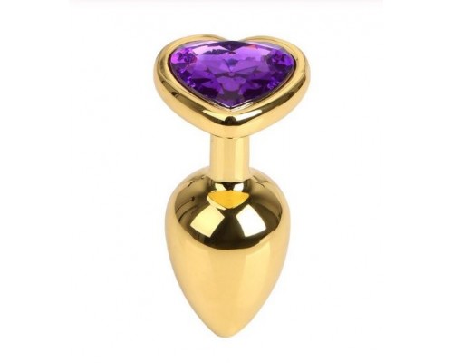 Анальная пробка Gold Metall Heart Dark Violet, S