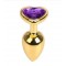 Анальная пробка Gold Metall Heart Dark Violet, S