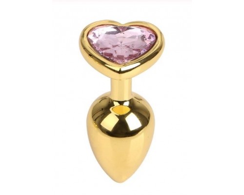 Анальная пробка Gold Metall Heart Light Pink, M