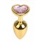 Анальная пробка Gold Metall Heart Light Pink, M