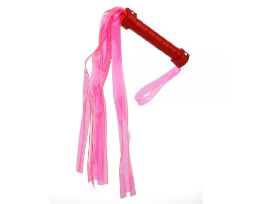  Плетка из экокожи c неоновыми хвостами FLOGGER PINK/RED