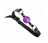 Кляп из экокожи Loveshop Latex BREATHABLE BALL GAG BLACK/PURPLE