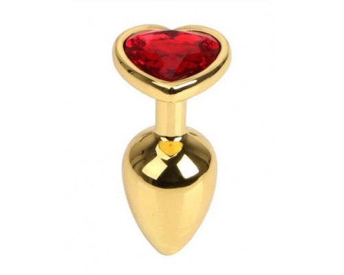 Анальная пробка Gold Metall Heart Red, M