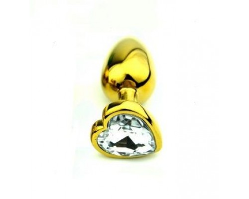 Анальная пробка Gold Metall Heart Diamond, S