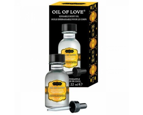 Съедобное масло для поцелуев Kamasutra OIL OF LOVE Ароматный Кокос и Сочный Ананас 22 мл