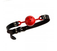 Кляп из экокожи Loveshop Latex BREATHABLE BALL GAG BLACK/RED