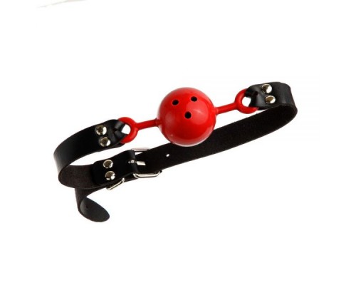 Кляп из экокожи Loveshop Latex BREATHABLE BALL GAG BLACK/RED