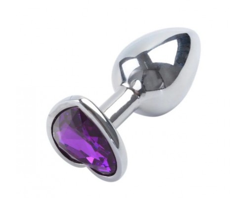 Анальная пробка Silver Metall Heart Dark Violet, S