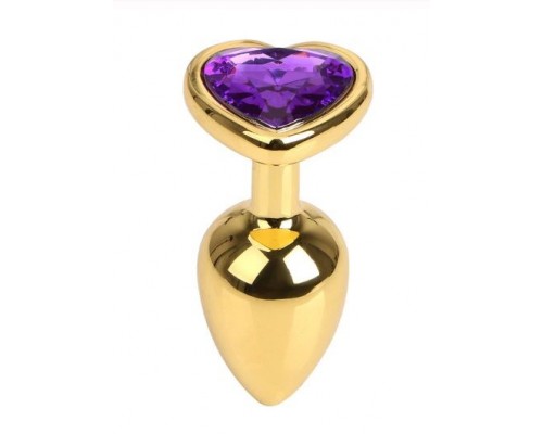 Анальная пробка Gold Metall Heart Dark Violet, M 