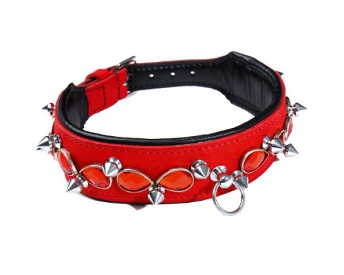 Ошейник Leather Jewel & Spike, Red