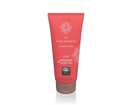 Лубрикант и массажное масло 2 в 1 Massage-& Glide gel 2in1 Strawberry scent, 200 мл