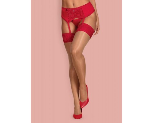 Чулки Obsessive Jolierose stockings red L/XL