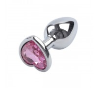 Анальная пробка Silver Heart Ligth Pink, M