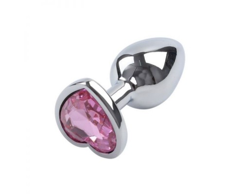 Анальная пробка Silver Heart Ligth Pink, M